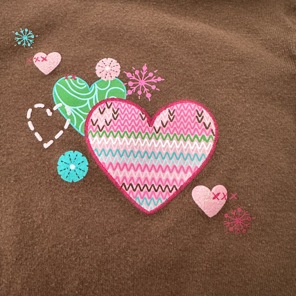 Jumping Beans Heart Graphic Long Sleeve Layered Look T-shirt in Brown Size 2T - Picture 5 of 15